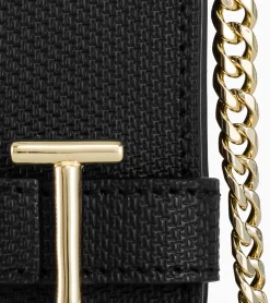 Petit sac bandoulière Emilie en cuir signature T - Black