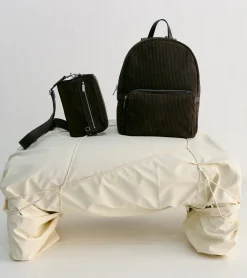 Petit sac bandoulière Emile en cuir côtelé et lisse - CAFE 1