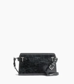 Petit sac bandoulière Emilie en cuir froissé - NOIR 1