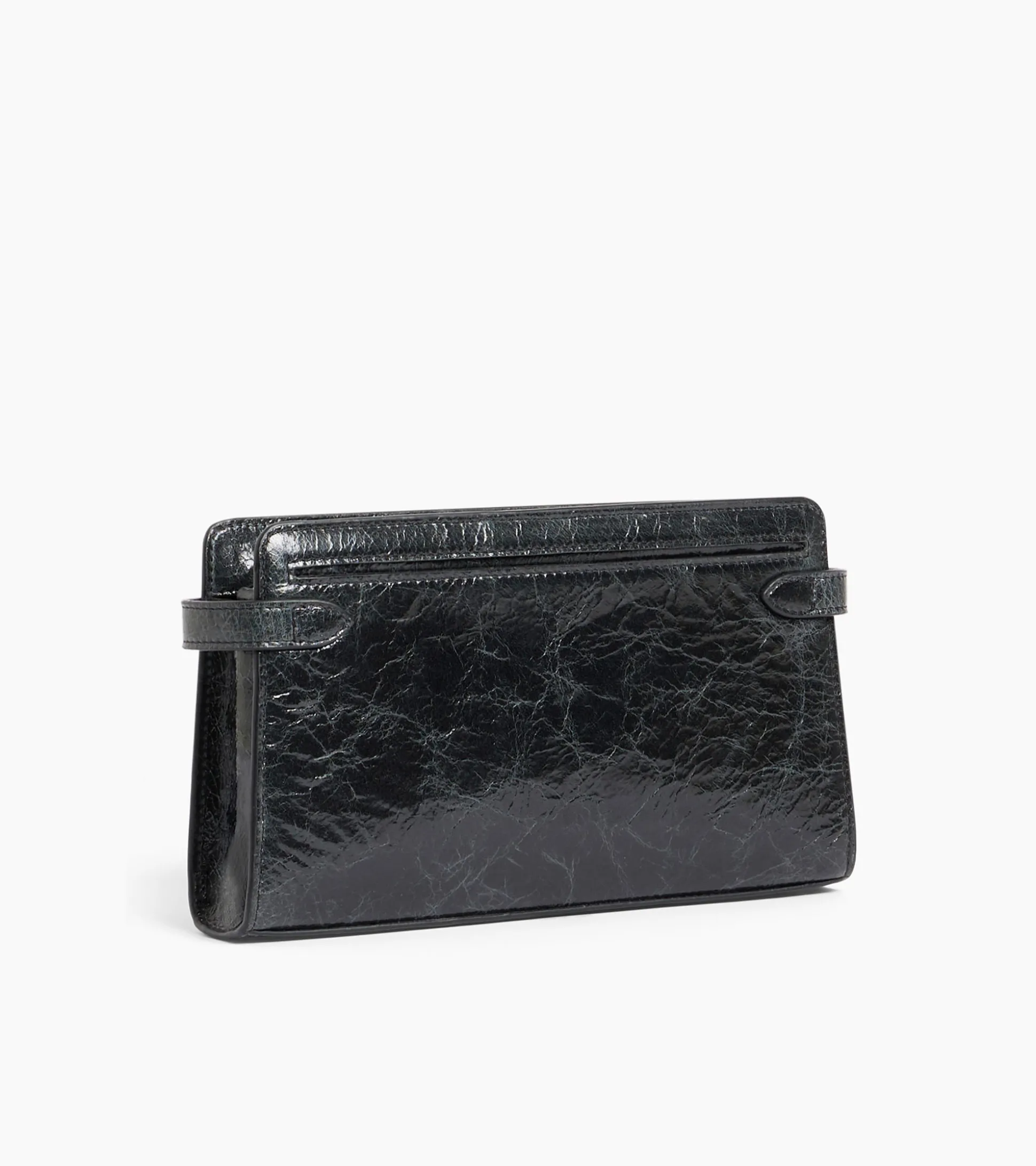 Petit sac bandoulière Emilie en cuir froissé - NOIR 1