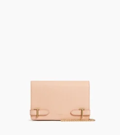 Petit sac bandoulière Emilie en cuir signature T - ROSE POUDRE