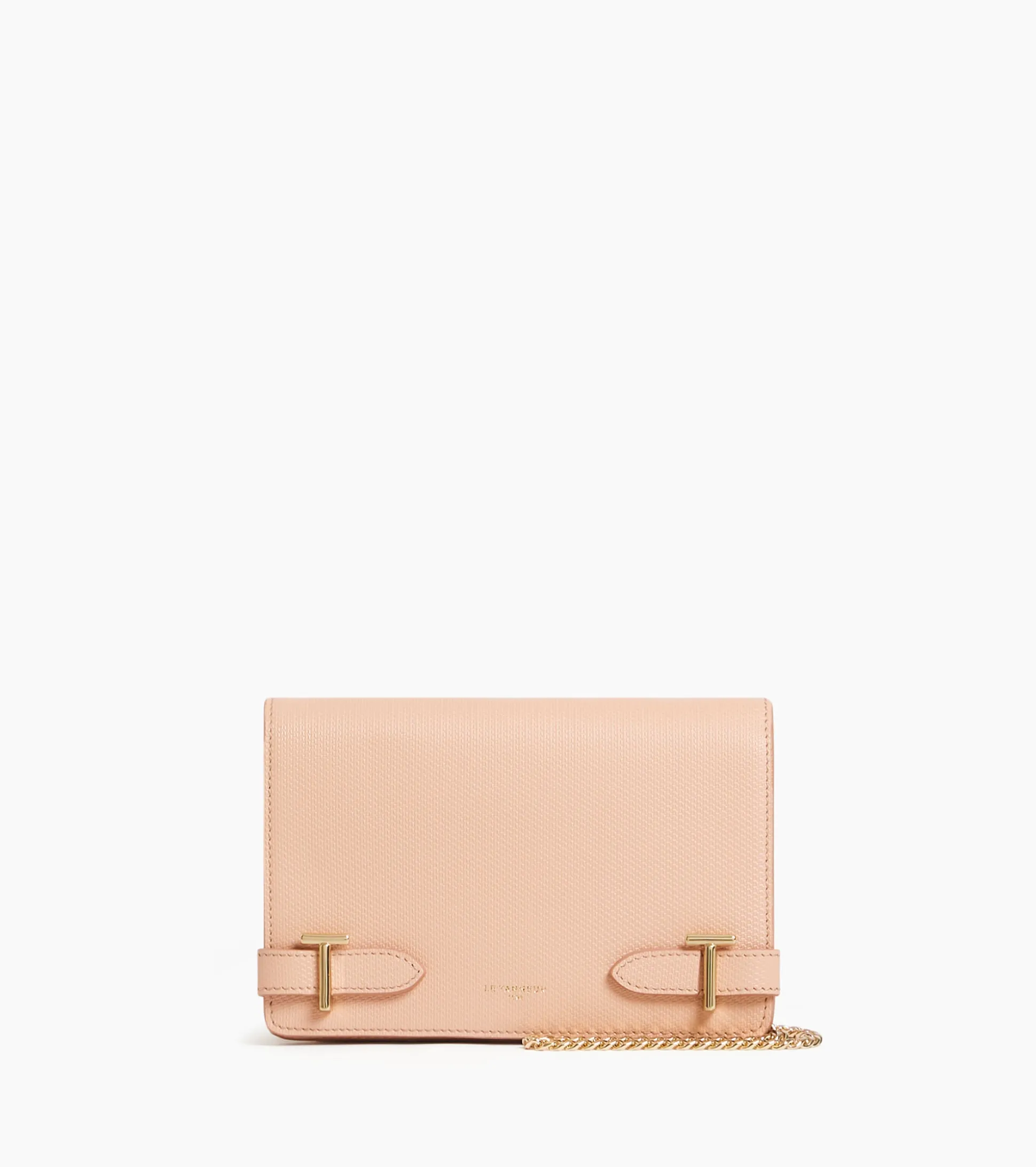 Petit sac bandoulière Emilie en cuir signature T - ROSE POUDRE