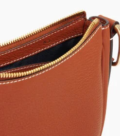 Petit sac bandoulière Madeleine en cuir grainé - Mahogany Brown