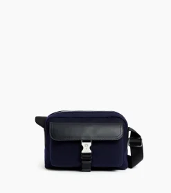 Petit sac bandoulière Maurice en feutre de laine et cuir lisse - CREPUSCULE-NOIR
