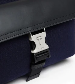 Petit sac bandoulière Maurice en feutre de laine et cuir lisse - CREPUSCULE-NOIR