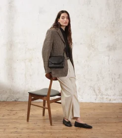Petit sac bandoulière Naya en cuir liégé - Black
