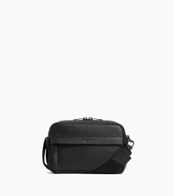 Petit sac bandoulière Noah en cuir grain buffle et cuir lisse - NOIR 1