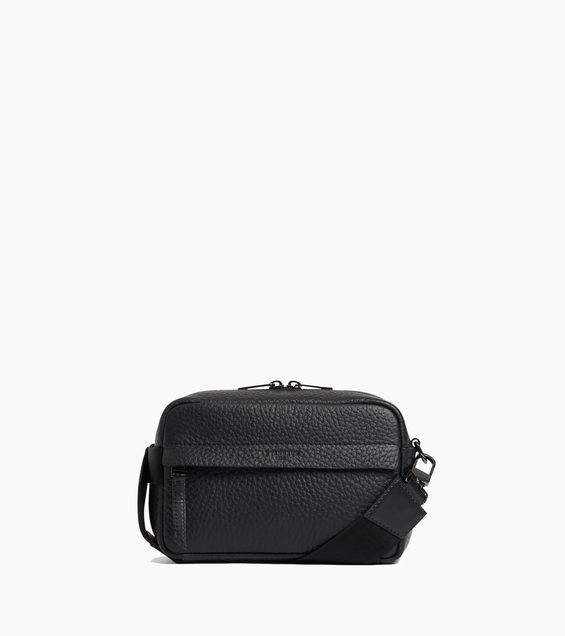 Petit sac bandoulière Noah en cuir grain buffle et cuir lisse - NOIR 1