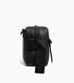 Petit sac bandoulière Noah en cuir grain buffle et cuir lisse - NOIR 1