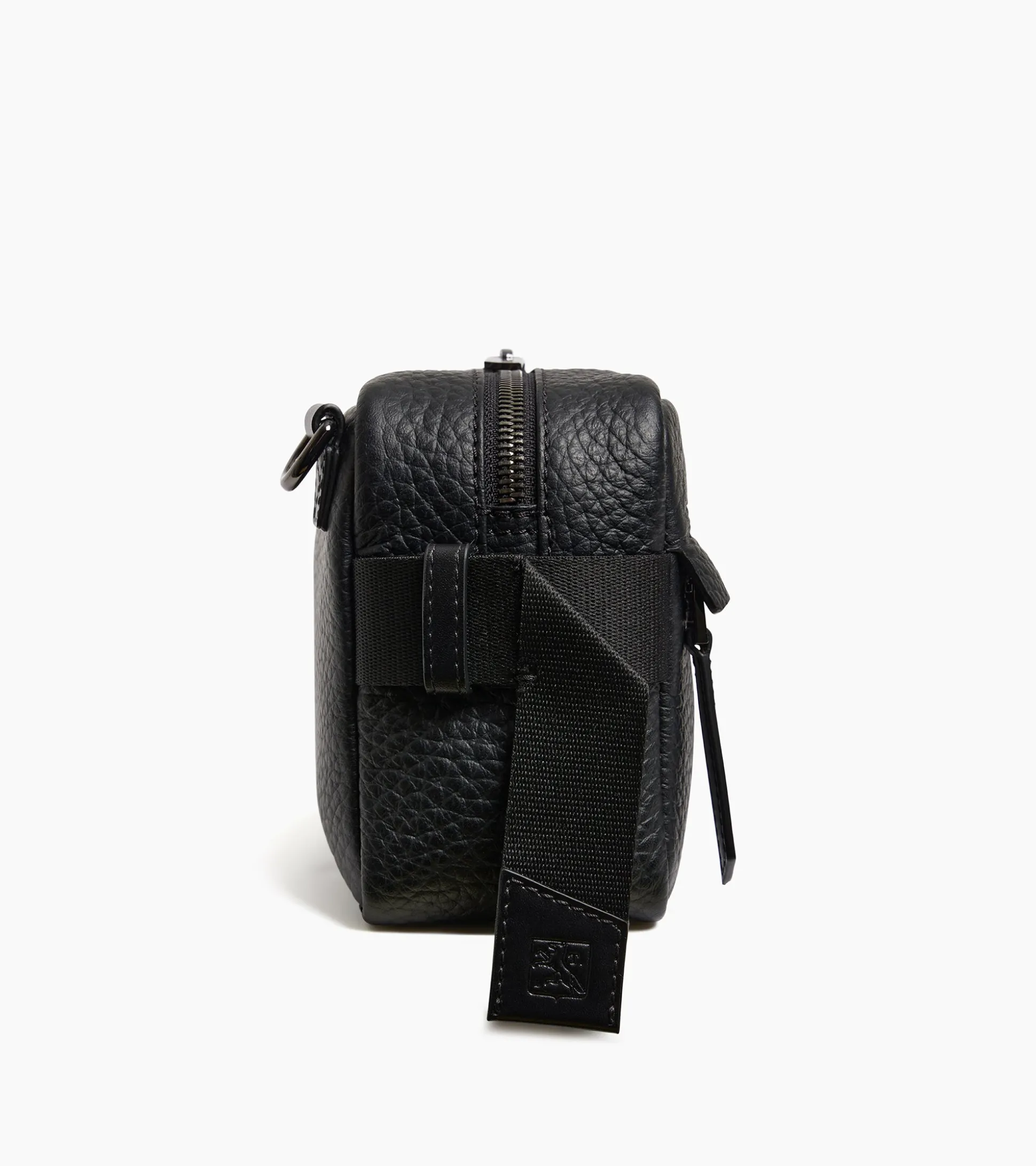 Petit sac bandoulière Noah en cuir grain buffle et cuir lisse - NOIR 1
