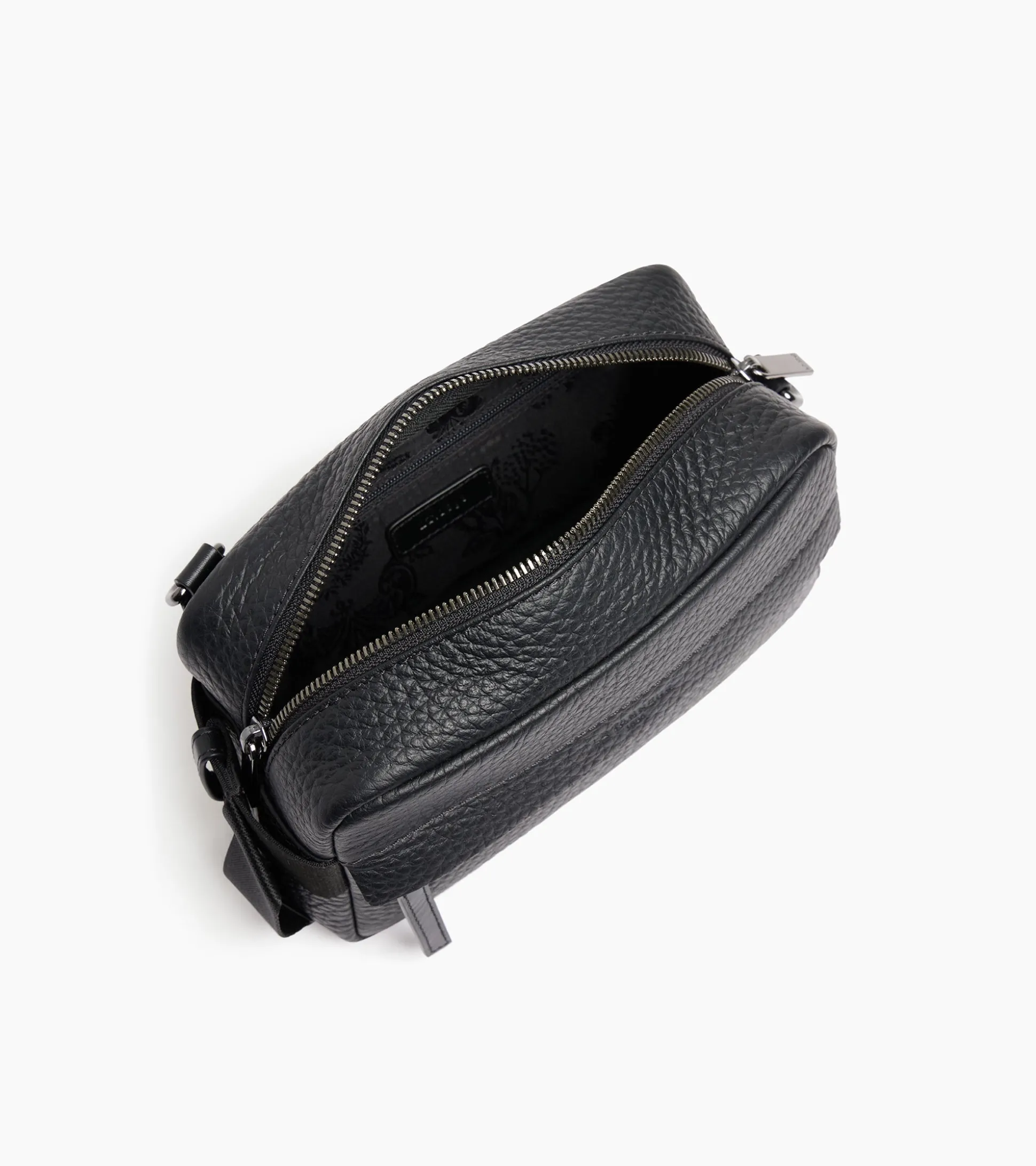 Petit sac bandoulière Noah en cuir grain buffle et cuir lisse - NOIR 1