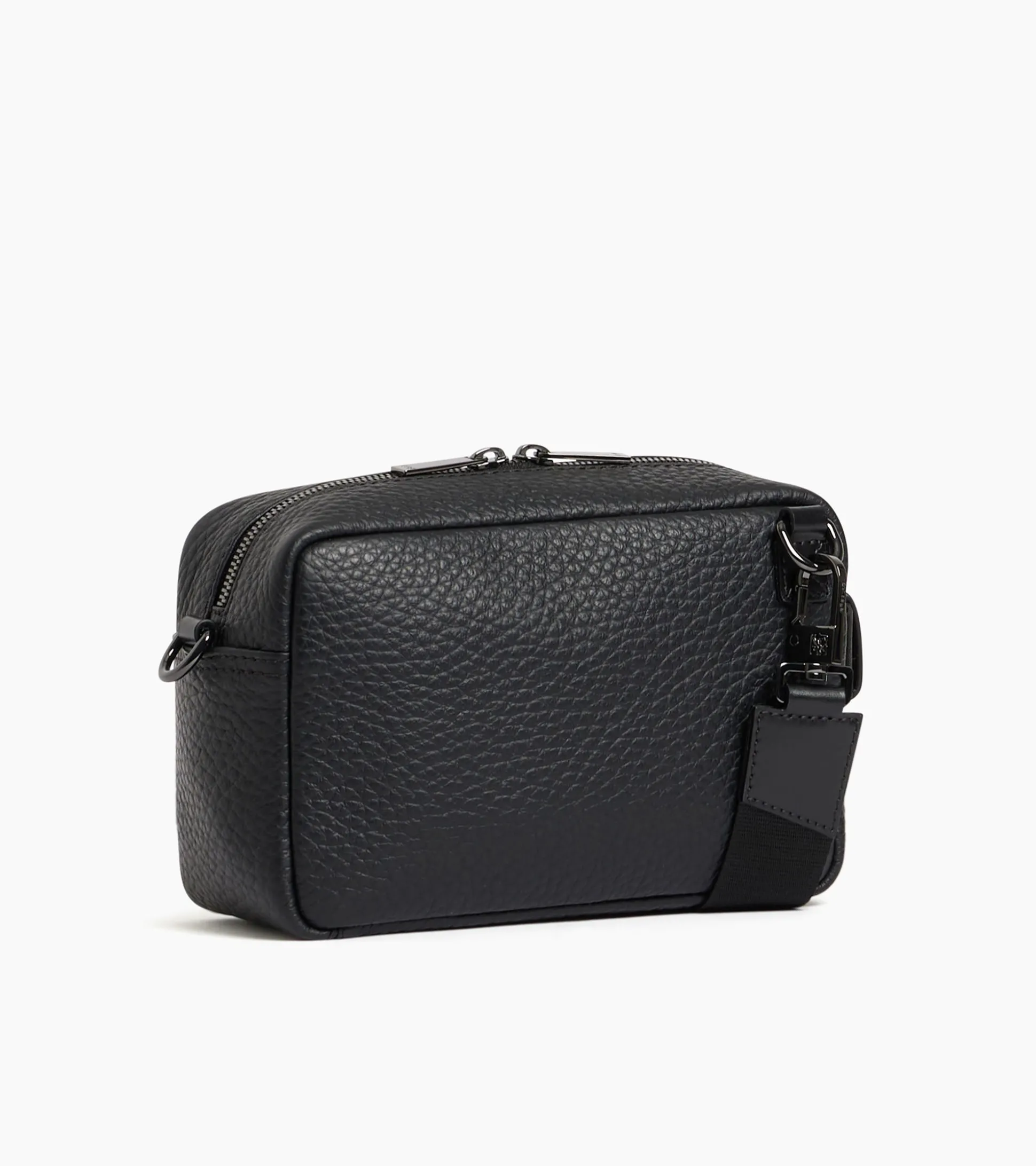 Petit sac bandoulière Noah en cuir grain buffle et cuir lisse - NOIR 1