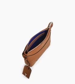 Petit sac bandoulière Romy en cuir grainé et lisse - Brown Tan