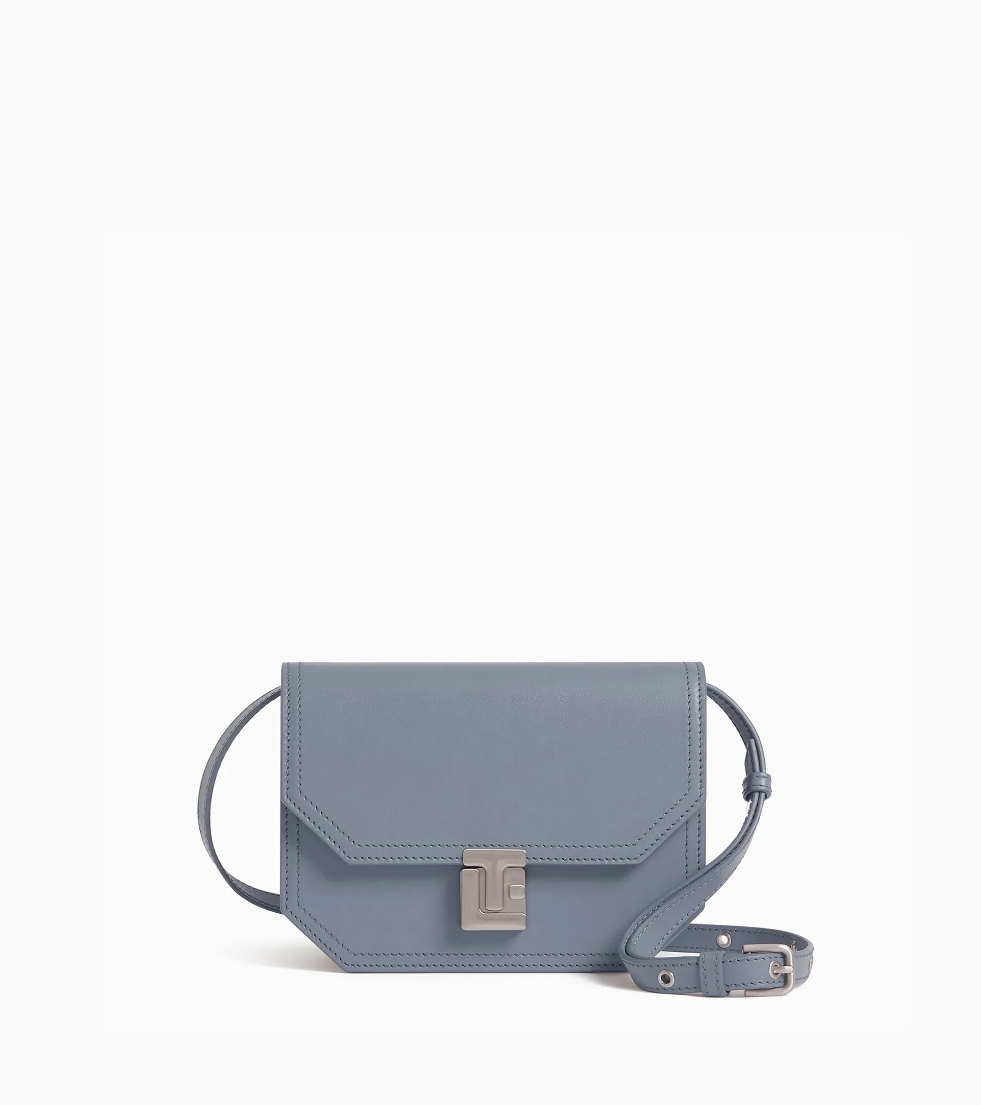 Petit sac bandoulière Rose en cuir lisse - BLEU ARGILE