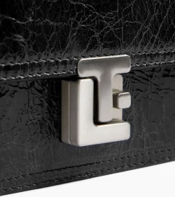 Petit sac bandoulière Rose en cuir froissé - NOIR 1