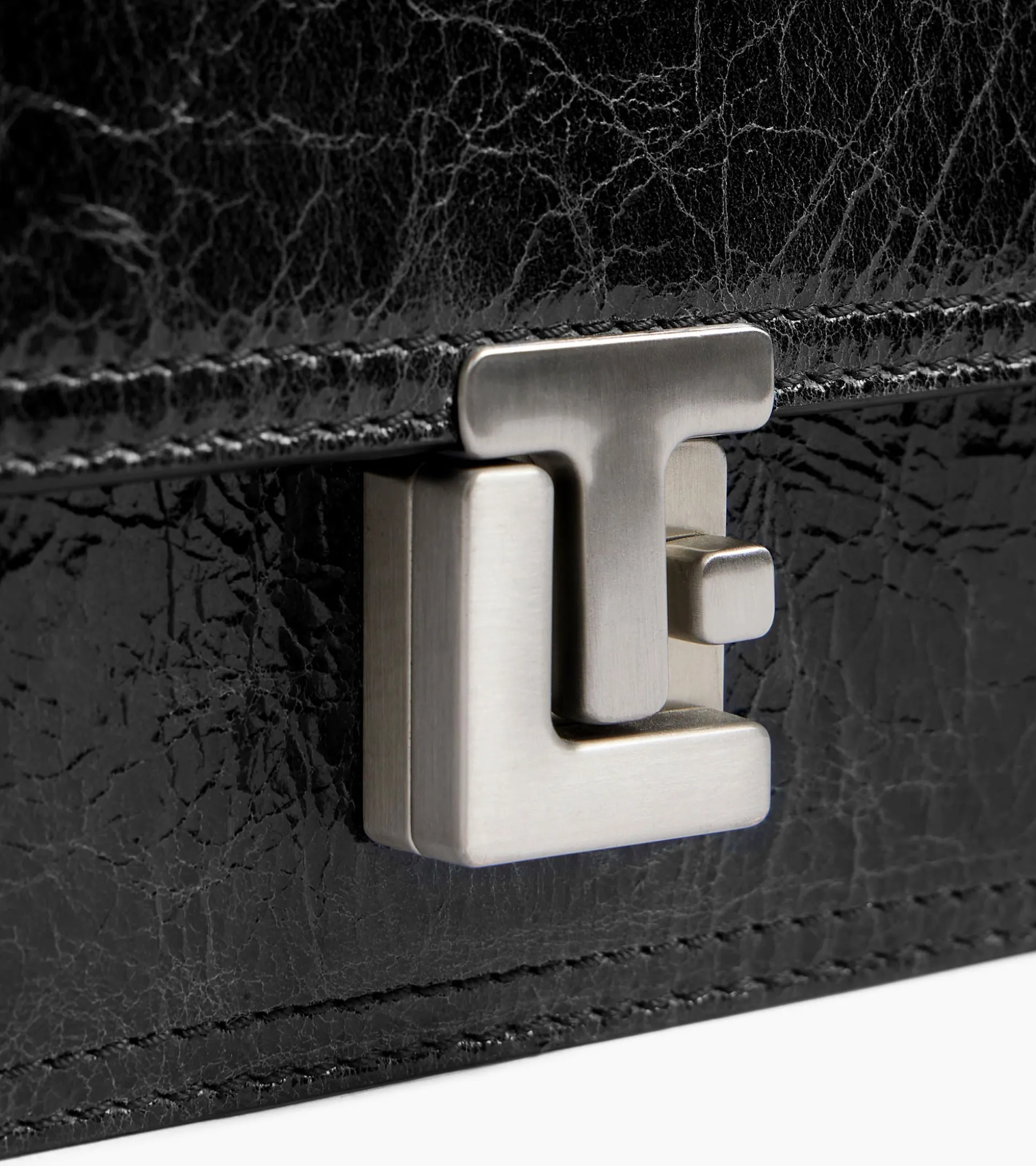 Petit sac bandoulière Rose en cuir froissé - NOIR 1