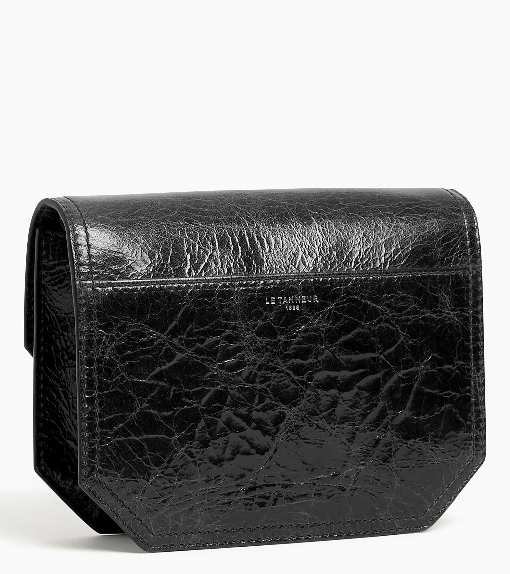 Petit sac bandoulière Rose en cuir froissé - NOIR 1