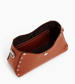 Petit sac bandoulière Sans Couture en cuir lisse - Mahogany Brown