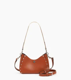 Petit sac bandoulière Sans Couture en cuir lisse - Mahogany Brown