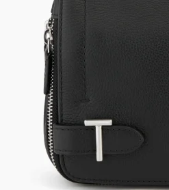 Petit sac bandoulière Simone en cuir grainé - Black