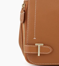 Petit sac bandoulière Simone en cuir grainé - Brown Tan