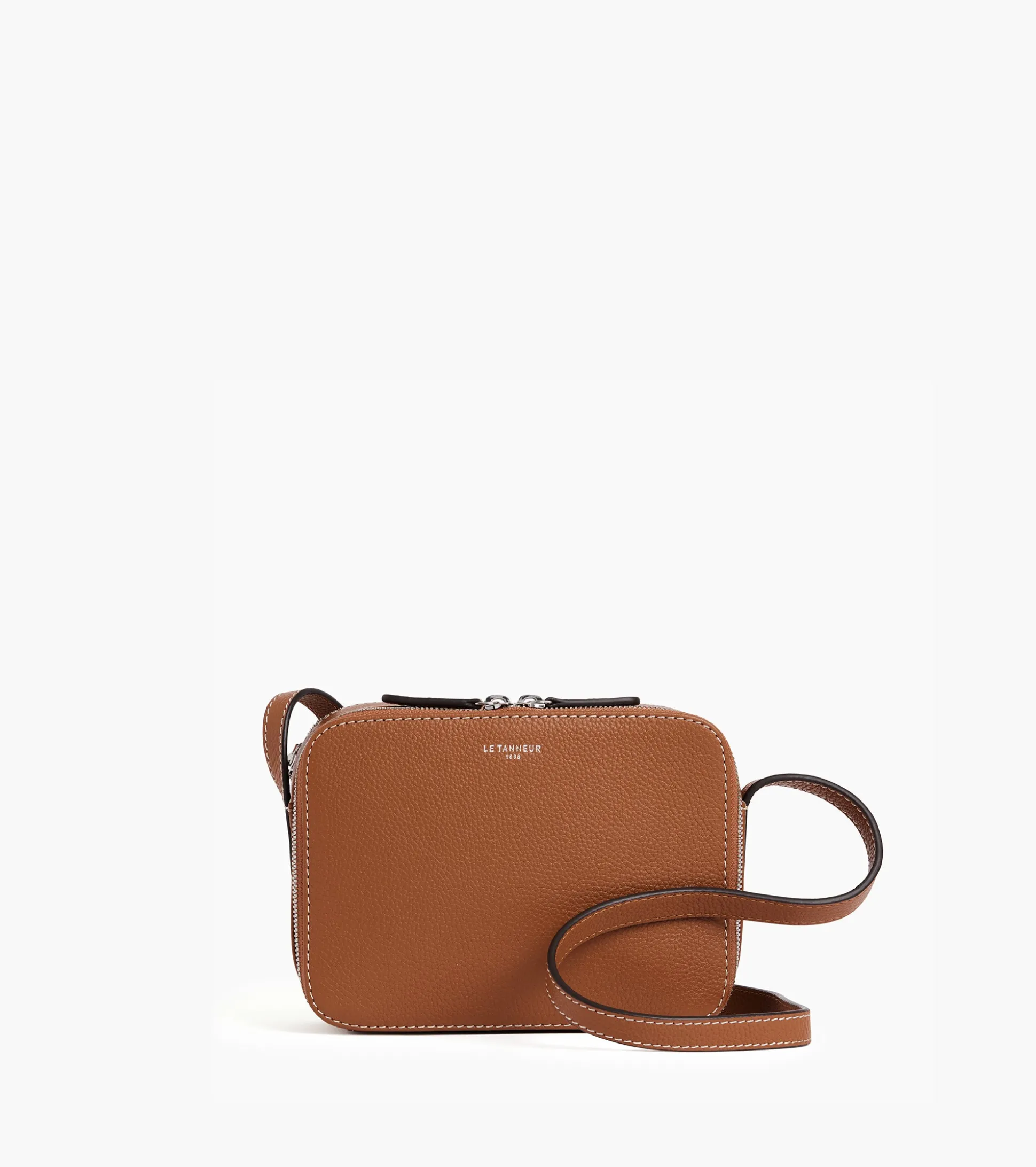 Petit sac bandoulière Sophie en cuir grainé - Marron tan