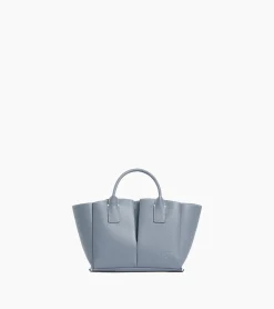 Petit sac cabas Elena en cuir grainé - BLEU ARGILE
