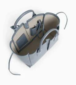 Petit sac cabas Elena en cuir grainé - BLEU ARGILE