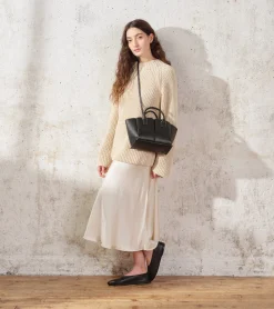 Petit sac cabas Elena en cuir grainé - NOIR 1
