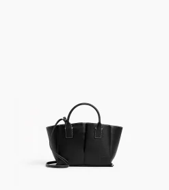 Petit sac cabas Elena en cuir grainé - NOIR 1