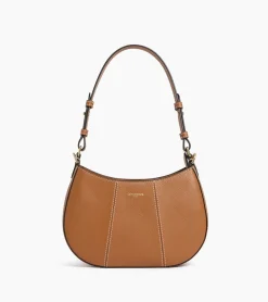 Petit sac demi-lune Juliette en cuir grainé - Brown Tan