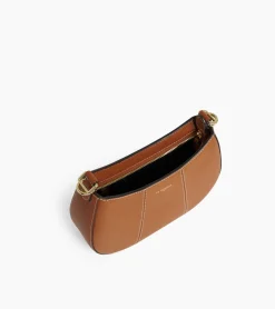 Petit sac demi-lune Juliette en cuir grainé - Brown Tan