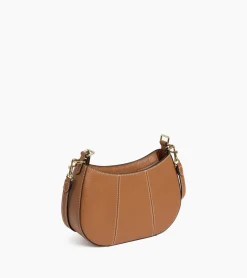 Petit sac demi-lune Juliette en cuir grainé - Brown Tan