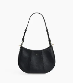 Petit sac demi-lune Juliette en cuir grainé - Black
