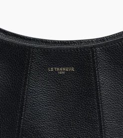 Petit sac demi-lune Juliette en cuir grainé - Black