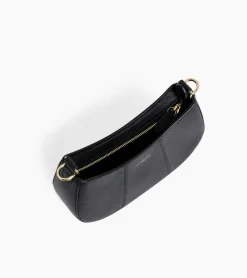 Petit sac demi-lune Juliette en cuir grainé - Black