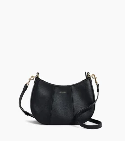 Petit sac demi-lune Juliette en cuir grainé - Black