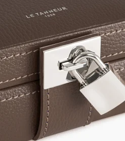Petite boite à bijoux en cuir - Taupe
