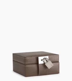 Petite boite à bijoux en cuir - Taupe