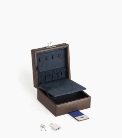 Petite boite à bijoux en cuir - Taupe