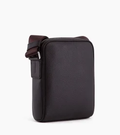 Petite sacoche Charles en cuir grainé - Coffee Brown