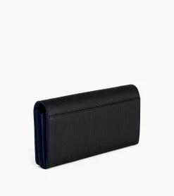 Pochette à rabat avec bandoulière amovible Emilie en cuir signature T - Black Le Bleu