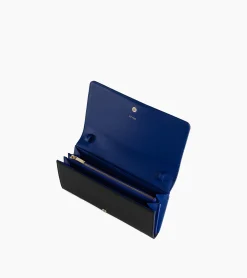 Pochette à rabat avec bandoulière amovible Emilie en cuir signature T - Black Le Bleu