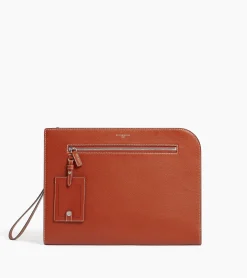 Pochette A4 Emile en cuir grainé - ACAJOU 1