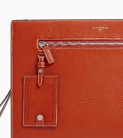 Pochette A4 Emile en cuir grainé - ACAJOU 1