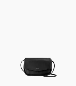 Pochette avec bandoulière amovible Charlotte en cuir lisse - Black