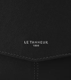 Pochette avec bandoulière amovible Charlotte en cuir lisse - Black