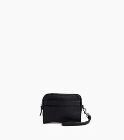 Pochette avec dragonne amovible Charles en cuir grainé - Black