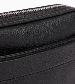 Pochette avec dragonne amovible Charles en cuir grainé - Black