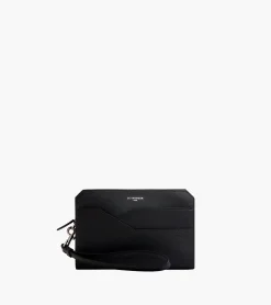 Pochette avec dragonne Gaston en cuir grain croisé - Black